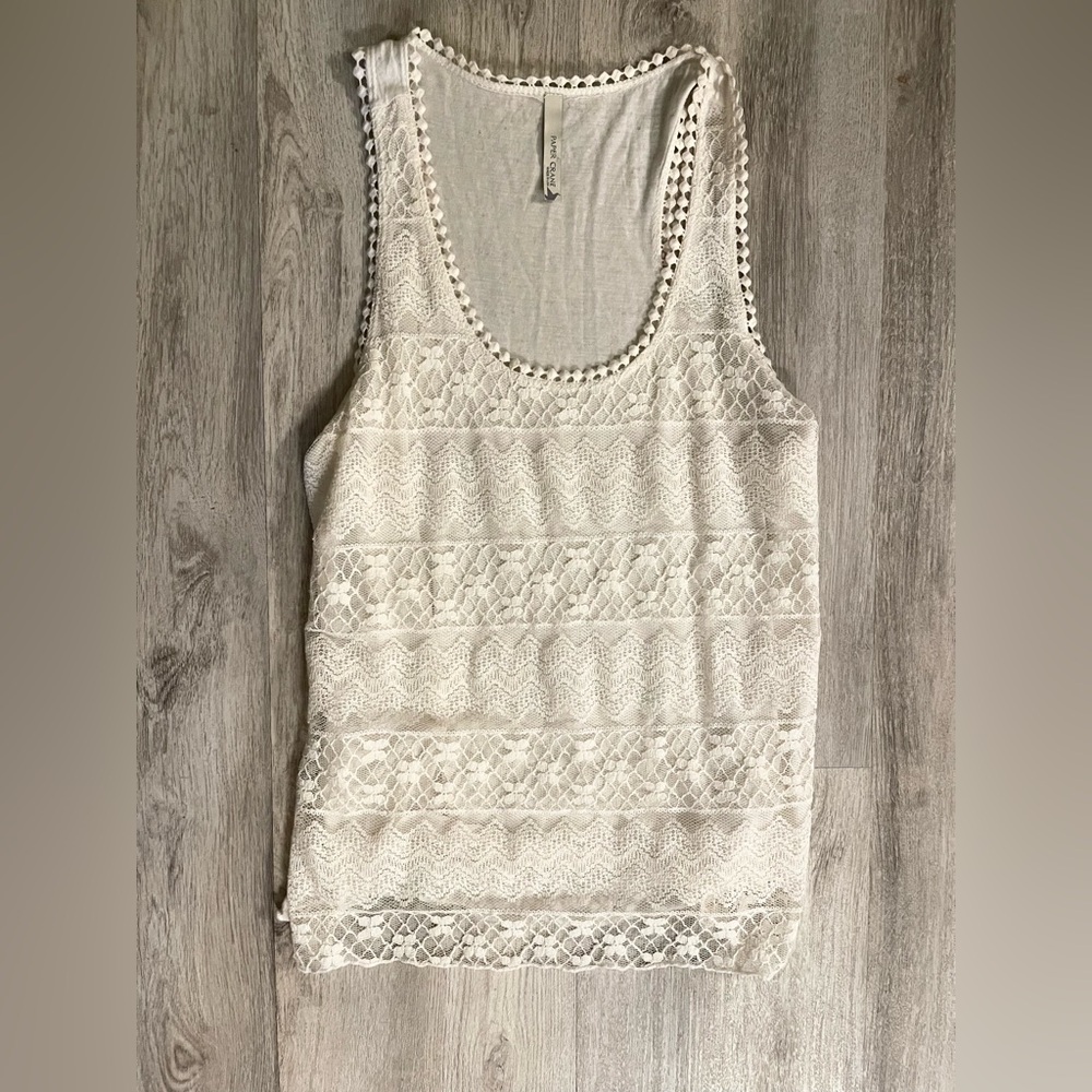 Paper Crane x Anthropologie Crochet Knit Boho Sleeveless Top Cream M